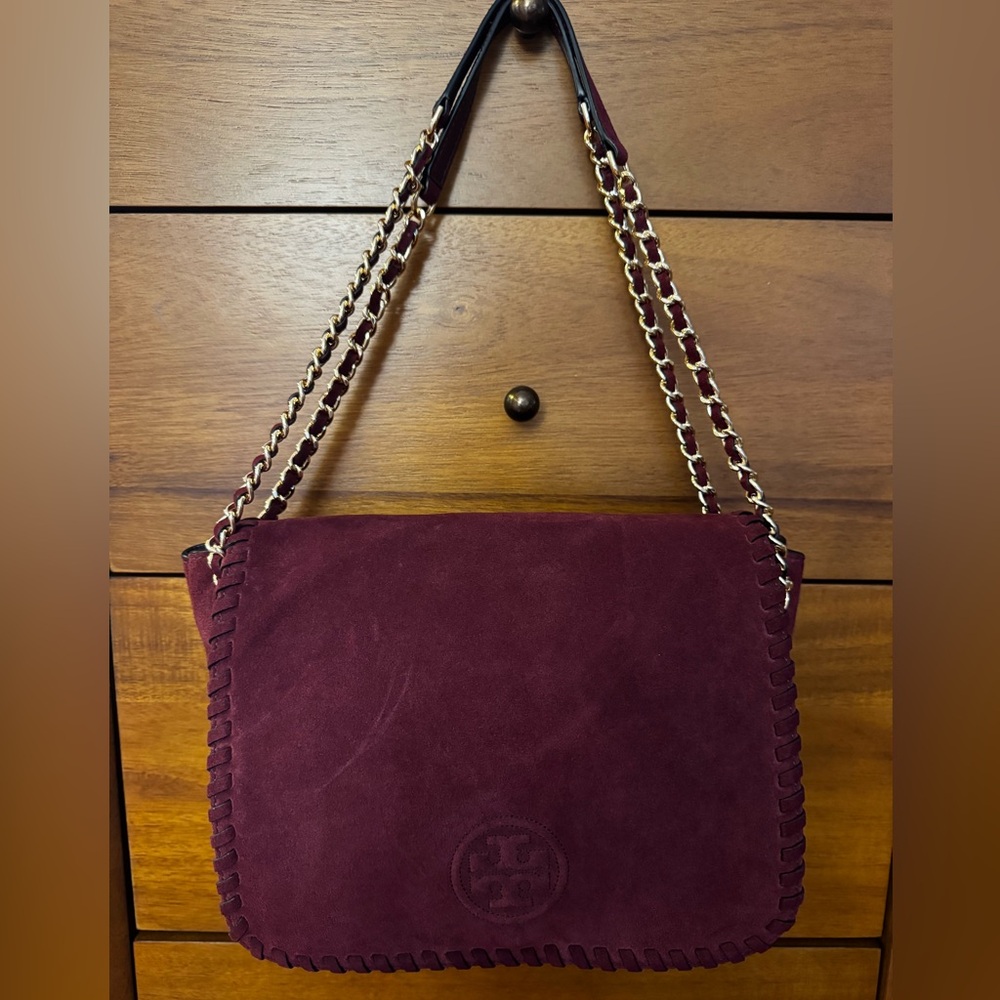 Tory Burch Maroon Suede Crossbody bag